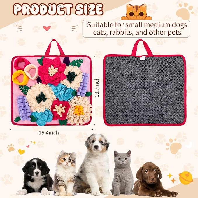 Yinkin 2 Pack Rabbit Foraging Mat for Small Animals Puzzle Toys Interactive Nosework 15.4 x 13.7 inches Feeding Mat for Bunny Hamsters Guinea Pigs Chinchillas(Fashion Style)