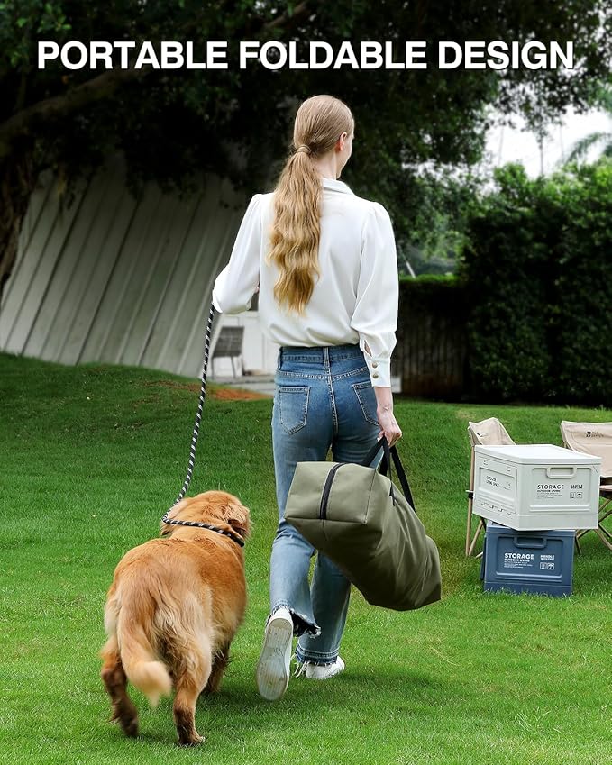 Veraste 33" L x 25" W x 25" H Collapsible Travel Dog Crate, Portable Soft Dog Kennel for Medium Large Dogs up to 60 lbs, 4-Door Foldable Travel Crate with Durable Mesh & Storage BagGreen
