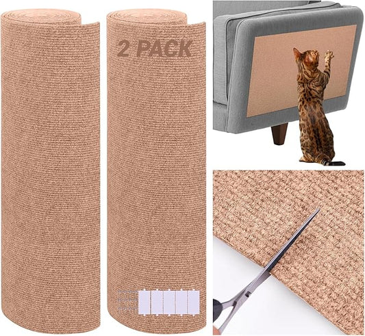 2 Pack Cat Scratch Furniture Protector Trimmable DIY Climbing Scratching for Indoor Couch Protector from Cat Claws, Walls and Tower Replacement (Beige, 15.7'' x 39.3'')