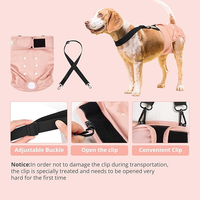 wegreeco Reusable Washable Dog Diapers Female with 1PC Suspender, Dogs Period Heat Diapers Female Heat Cycle, XL Medium Large Small Doggie Puppy Diapers for Incontinence (Small)