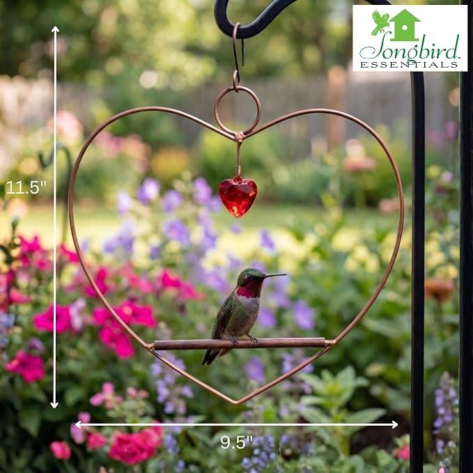 Songbird Essentials Hummingbird Swing - Tweet Heart Birdie Swing - Copper Color Hummingbird Perch