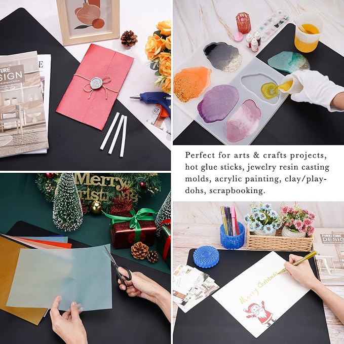 Gartful Silicone Mat for Crafts, 27.5 x 19.6 x 0.06 inches Silicone Pad Sheet Jewelry Resin Casting Mold, Extra Large Heat Resistant Countertop Mat, Non Skid Counter Table Protector, Placemat, Black