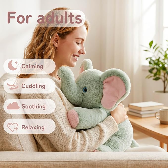 Niuniu Daddy 20" 3.3lb Elephant Weighted Stuffed Animal forKids and Adults, Soft Sensory Plush Body Pillow for Calming Support, Large Animal Toy for Everyday Comfort
