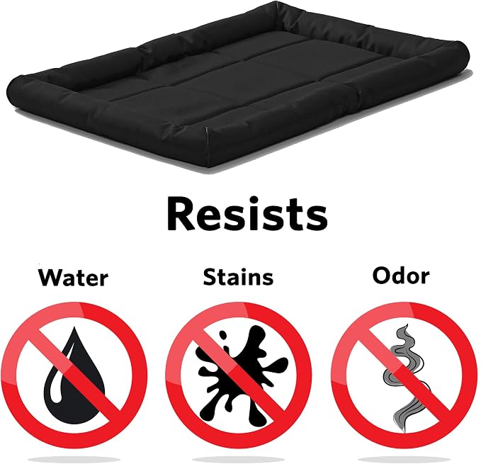 MidWest Homes for Pets XL QuietTime MAXX Ultra-Rugged Dog Bed, Water & Odor Resistant, Bolstered Edge, Non-Slip Bottom, Fits 48-inch Crates, Black