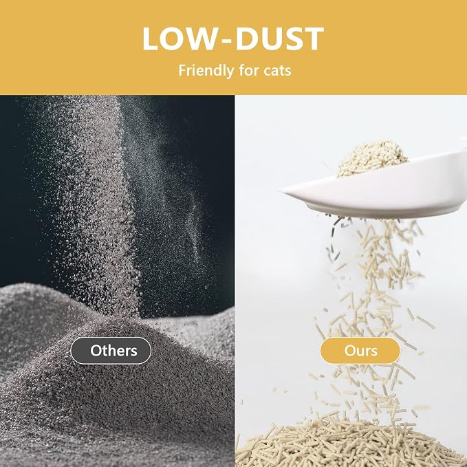 Tofu Cat Litter - Strong Clumping, Ultra Absorbent, Odor Control, Flushable, Low Tracking, Low Dust Tofu Litter Pellets 2 Packs/12LB (Original Flavor)