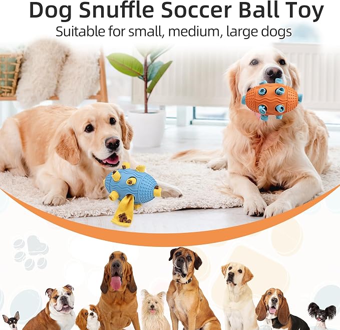 Dog Snuffle Ball-Interactive Dog Chew Toy with Natural Rubber Soccer Design, Dog Puzzle Toy that Promotes Cognitive Development, Slow-Feed Dog Treat Dispenser for Luxury Pet Toys
