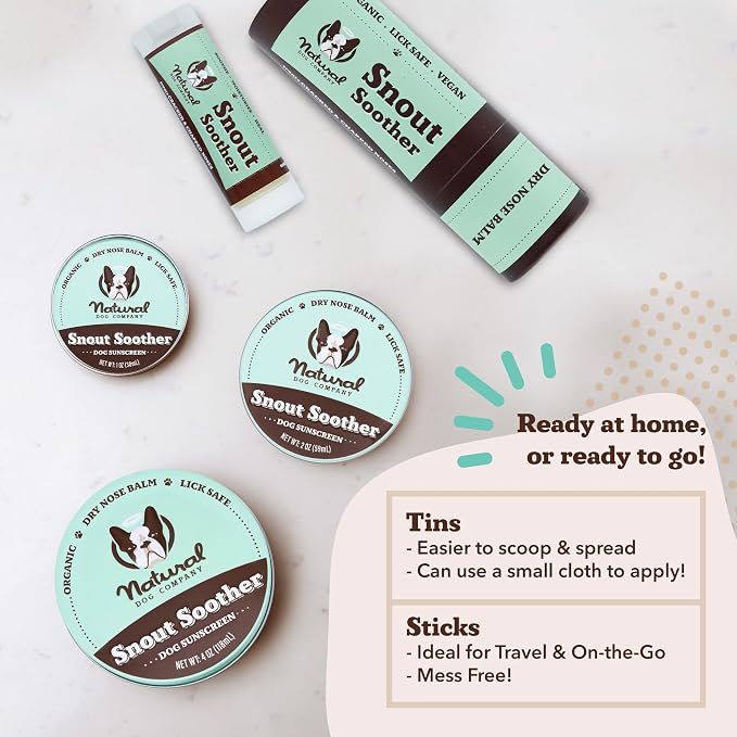 Natural Dog Company Paw & Snout Care Bundle – Lick-Safe Balm & Wax for Dry, Cracked Paws + Balm for Dry, Cracked Snouts · Coconut Oil, Shea Butter & Vitamin E · All Breeds & All Life Stages