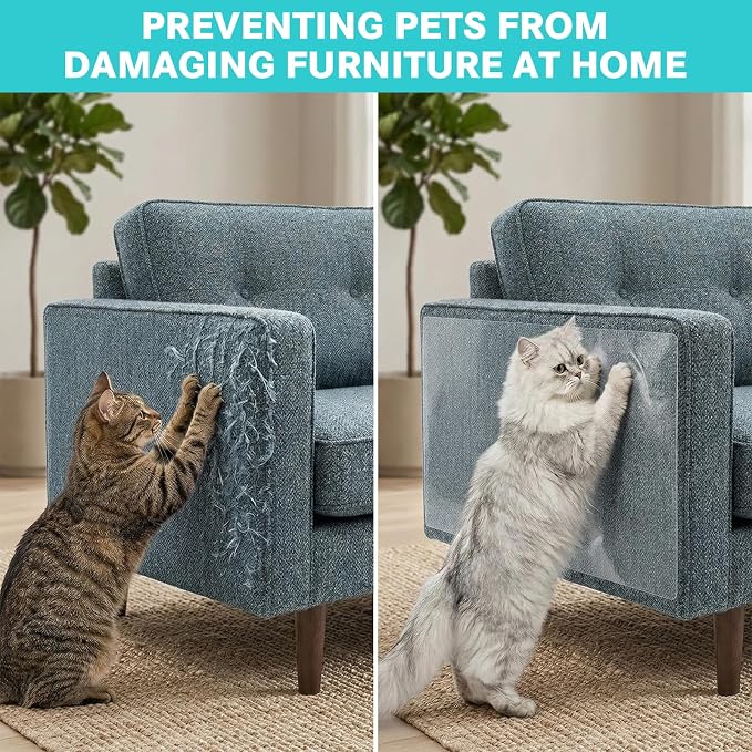 197"x11.8" Cat Anti Scratch for Furniture Protectors Thicken Vinyl Clear Cat Couch Protector from Cat Claws Dog Scratching Sofa Guard Tape Pet Scratch Deterrent Protection