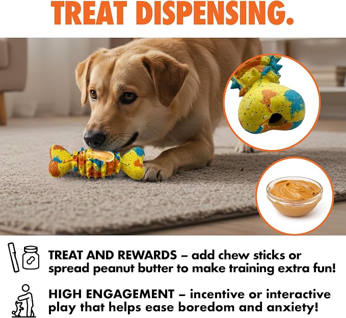 Max Fusion with Nike Grind, Arlee Spike Bone Dog Toy, Chew Toy for Play, Fetch, Tug, L