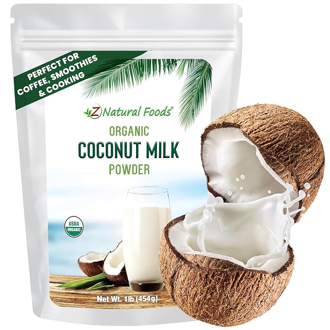 Z Natural Foods Organic Coconut Milk Powder - All-Natural Vegan Dairy-Free Alternative with MCTs - Unsweetened Coconut Creamer for Coffee & Smoothies - Gluten-Free, Non-GMO, 1 lb