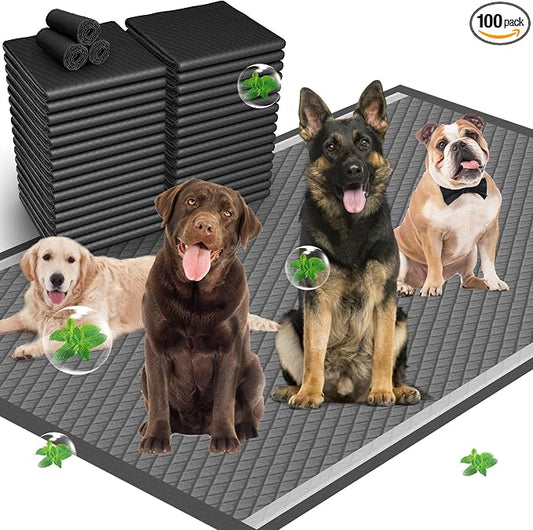 31"x47" Activated Charcoal Dog Pee Pads - 100 Count,Extra Large,Super Absorbent, Leakproof, Long-Lasting Odor Control, Ideal for Large Dogs and Potty Training Puppies