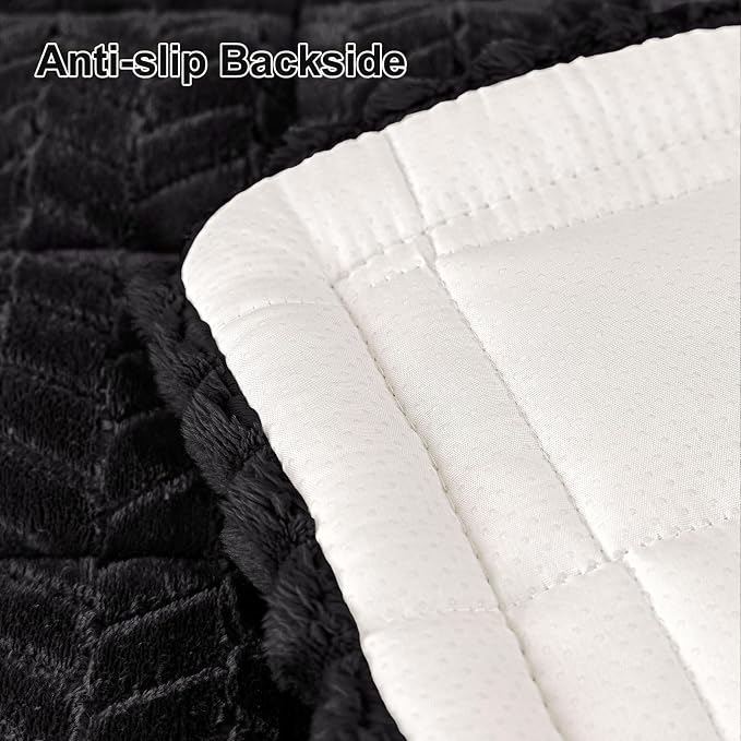 Smiry Couch Cover for Dogs, Non Slip Fuzzy Pet Sofa Covers Washable for 3 Cushion Couch, Soft Thick Furniture Protector for Cats Dogs, Against Fur, Dirt, Scratch Resistant (Black, 27.6"x95")