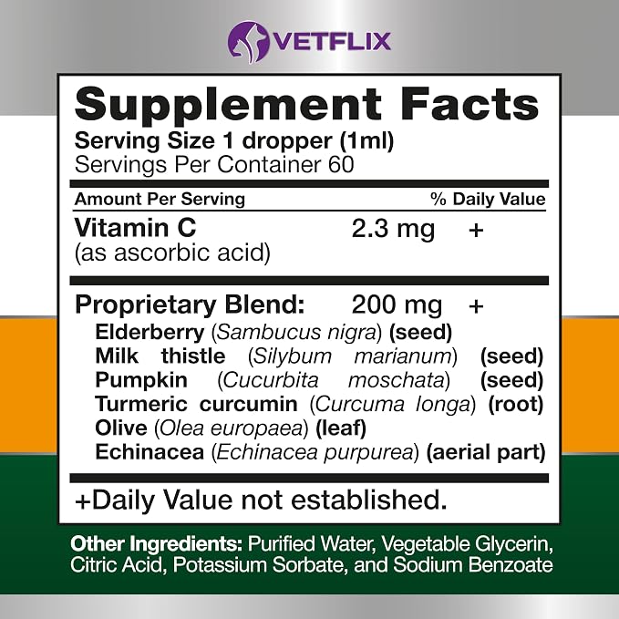 Allergy and Immune Liquid for Dogs, Cats, Puppies and Kittens, 2 Fl Oz | Natural Liquid Supplement, Turmeric and Milk Thistle, Seasonal Allergy Relief, Immune Support