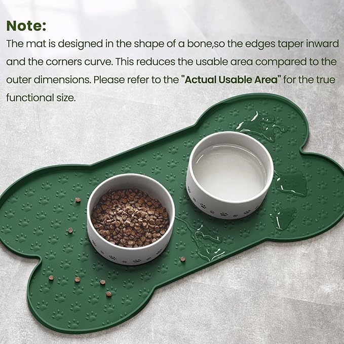 PWTAA Dog Food Mat Anti-Slip Silicone Dog Bowl Mat Thicker Pet Placemat Waterproof Cat Feeder Pad with Raised Edge Puppy Kitten Feeding Mats Suitable Small Medium-Sized Dogs Cats Eating Tray