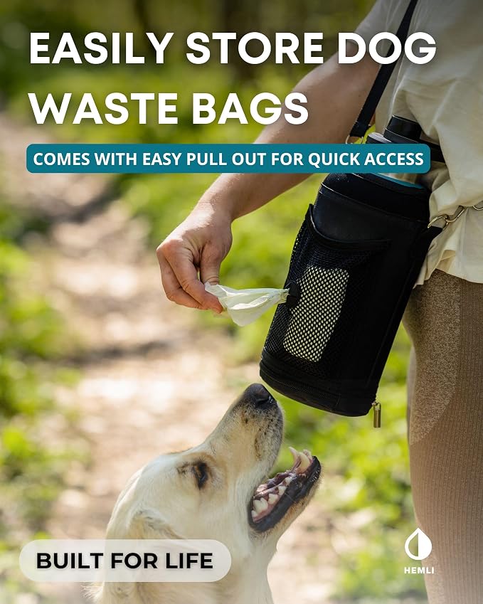 Dog Water Bottle, Insulated Dog Travel Water Bottle, Stainless Steel Pet Water Bottle Dispenser Portable Food and Water Bowl for Dogs with Carrying Case for Walking Dog Canteen Travel Kit