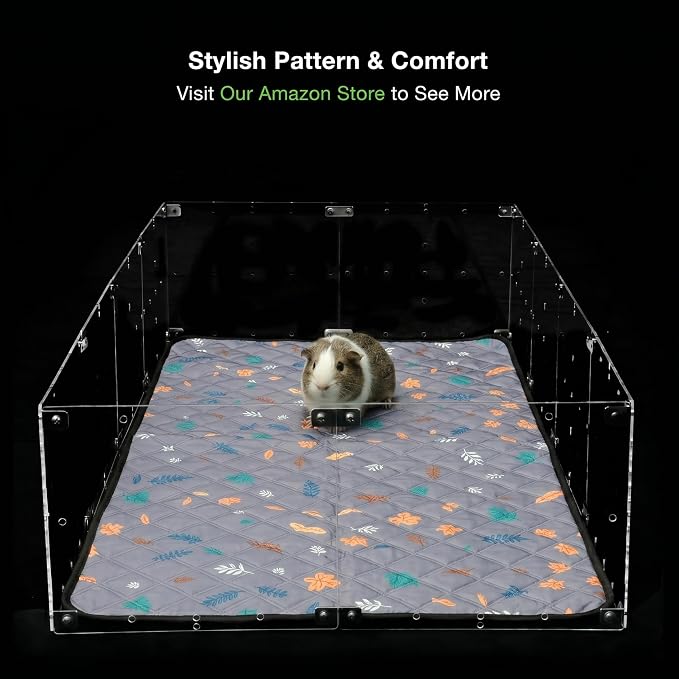 GuineaLoft™ Guinea Pig Cage Liner 2-Pack - Gray, 47" x 24" Reusable Washable Bedding, Absorbent & Waterproof Pee Pad for Model-A & C&C Cages, Rabbits, Dogs, Cats & Small Pets
