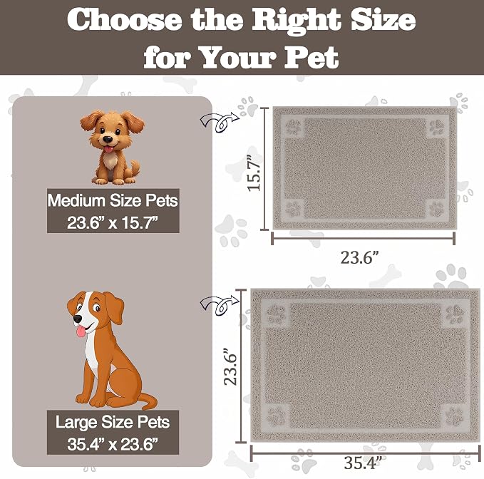 Darkyazi Pet Feeding Mat Large for Dogs and Cats,24"×36" Flexible and Easy to Clean Feeding Mat,Best for Non Slip Waterproof Feeding Mat (Gray Sand)