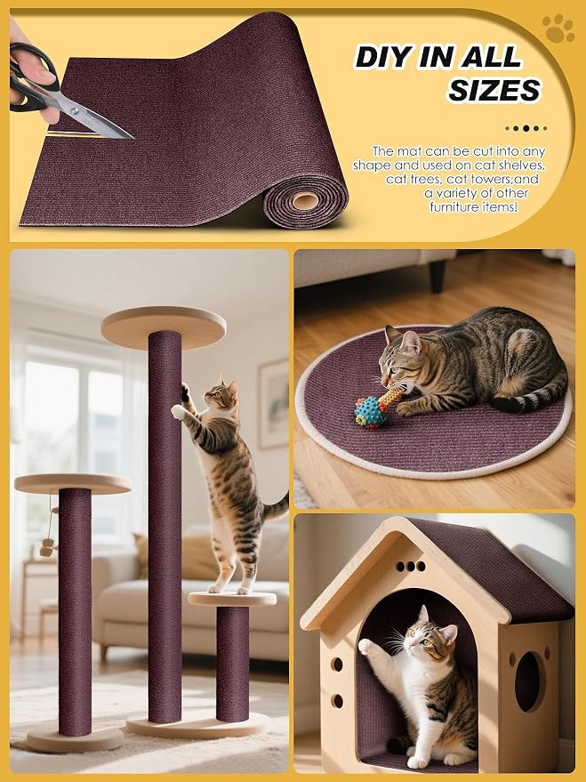 2PCS 39.4"x15.8" Cat Scratch Furniture Protector - Brown | Less claw damage, easier scratch-zone setup, worn post refresh, cleaner couch corners, softer look for cat homes