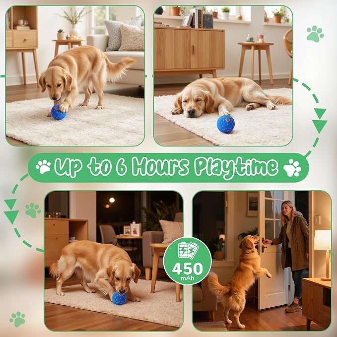 Smart Interactive Dog Toys,Vibrating Dog Ball,Pet Bounce Ball for Dogs (Small & Large),Chew-Proof Shell,Automatic Moving/Bouncing/Rotating, E-TPU Material,Ip68 Waterproof