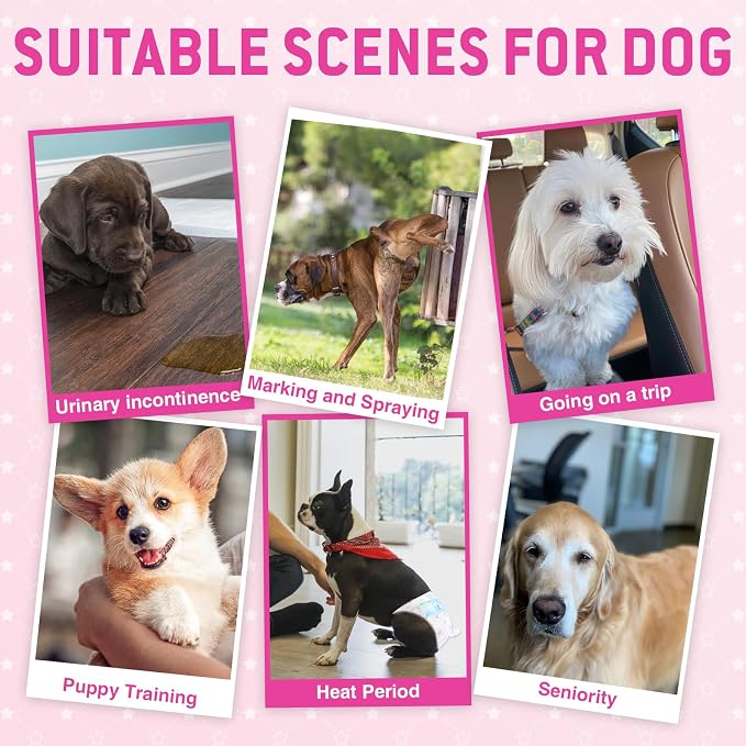 Ambreview 50 PCS Dog Diapers Female, Ultra-Absorbent Puppy Diapers for Female Dogs with Stretchy Waist, Pull Up Doggie Diaper for Heat/Excitable Urination/Urinary Incontinence for Senior Dog (S)