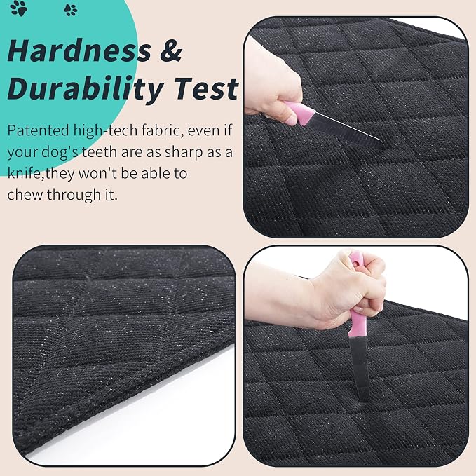 MABOZOO Indestructible Dog Beds - Chew Proof Crate Pad for Aggressive Chewers, Machine Washable Quilted Mat, Durable for Small Dogs, Black Kennel Pad (17x23 in)