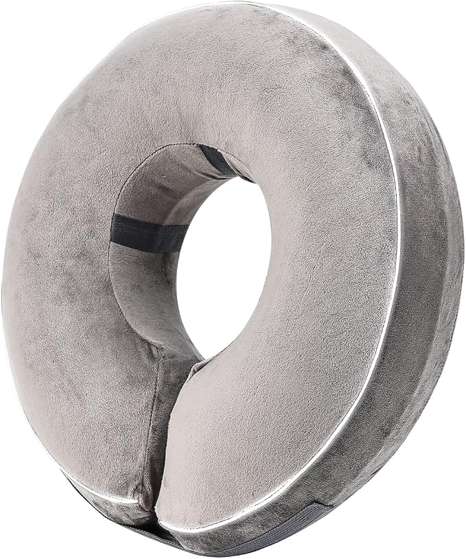 Inflatable Reflective Dog Cone Collar Alternative After Surgery,Doggie Recovery Dount Neck Ecollar,Adjustable Soft Dog Cone Collar for Small Medium Large Dogs (Grey, M)