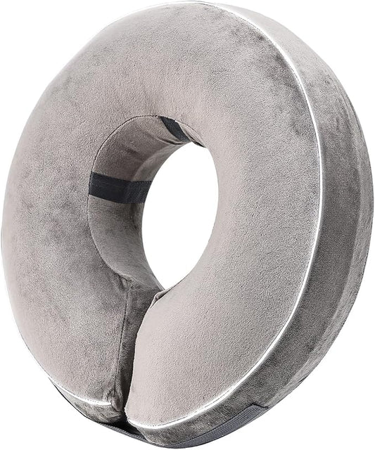 Inflatable Reflective Dog Cone Collar Alternative After Surgery,Doggie Recovery Dount Neck Ecollar,Adjustable Soft Dog Cone Collar for Small Medium Large Dogs (Grey, M)