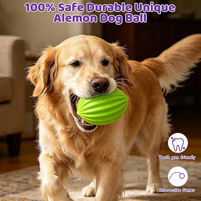 Yipetor Smart Interactive Dog Toy Ball,【Alemon Balls】 Automatic Moving Vibrating Oval Dog Ball, Gentle Bouncing & Self Rotating, Type-C Rechargeable Dog Toys to Keep Medium Large Dogs Busy, 3 Inch