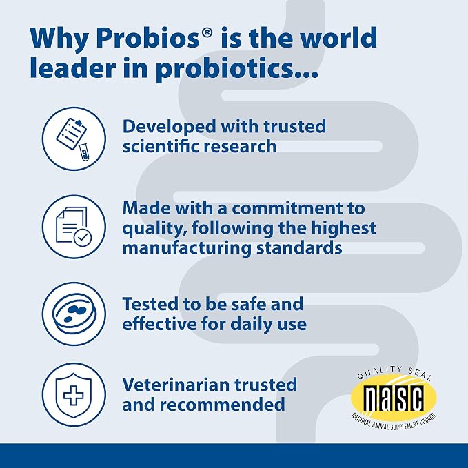 Probios Chewable Tablets for Dogs, Daily Probiotic Supplement for Gut Health, Digestion & Immune Support, Improves Microbiome Balance During Stress, Travel & Routine Changes, Chicken Liver, 45 Count