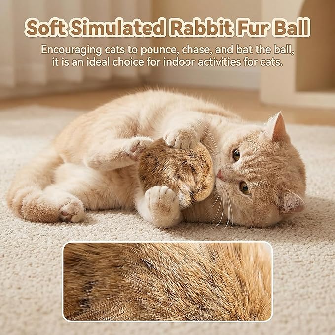 Rabbit Fur Ball Cat Toys,6 Pack Soft Fluffy Catnip Toy Balls for Indoor Cats,3.15 Inch Furry Cat Exercise Ball for Hunting Instinct&Bunny Kicks,Washable Interactive Cat Toy for Chasing & Bonding(3PC)