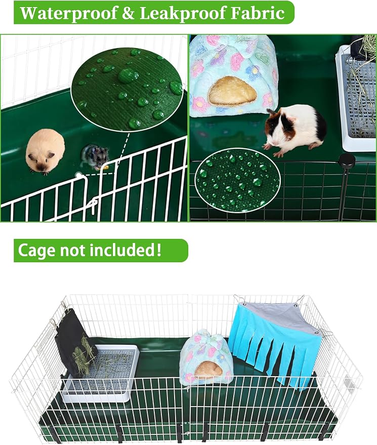 Guinea Pig Cage Liner, for Midwest Cage 24"x47" Waterproof/Leakproof Base for Guinea Pig Cages. Reusable Bottom for Rabbits Hamsters Hedgehogs and Other Small Animals. Green