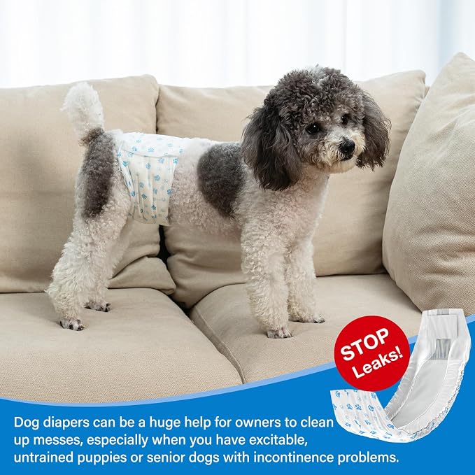 Pet Soft Disposable Male Dog Wraps - Dog Diapers for Male Dogs, Puppy Diapers 48pcs Small