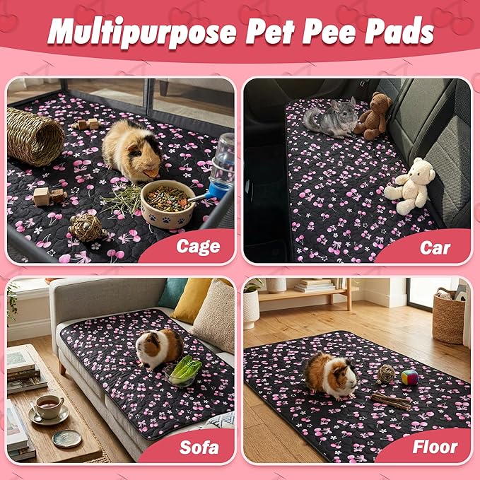 2 Pack Waterproof Guinea Pig Cage Liner, 28" x 56" Washable Reusable Guinea Pig Liner, Super Absorbent Leak-Proof Pet Pee Pad Mats for Guinea Pigs Rabbit Chinchilla Bunny Hamster