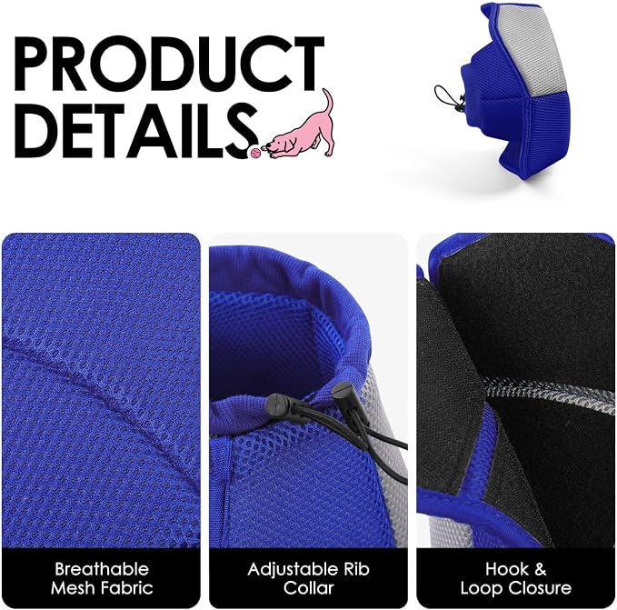 AOFITEE Dog Cone - Soft Cone for Dogs to Stop Licking After Surgery, Foldable Small Dog Cone Collar, Adjustable Cones for Dogs for Wound Healing, Elizabethan Pet E-Collar, Blue Small