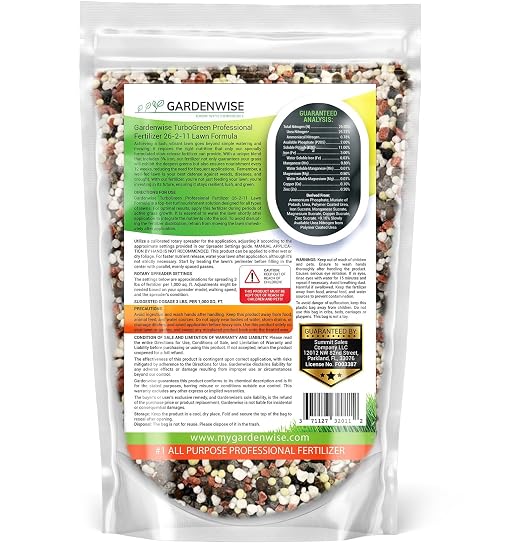 Gardenwise TurboGreen: Premium Lawn Fertilizer with Iron - Advanced Nitrogen & Iron-Rich Formula for Lush Growth | Eco-Friendly Grass Fertilizer for Spring & All Seasons | Slow-Release (3 QUARTS)