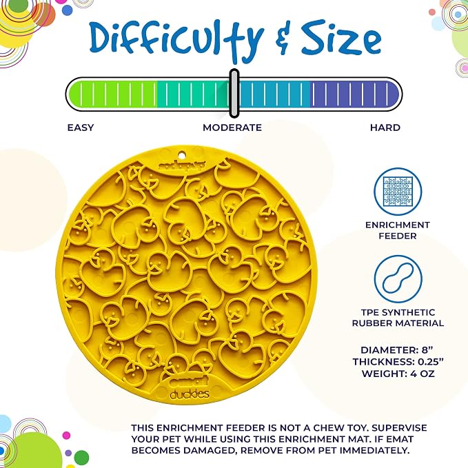 SodaPup Duckies eMat – Durable Lick Mat Feeder with Suction Cups Made in USA from Non-Toxic, Pet-Safe, Food Safe Rubber for Mental Stimulation, Digestive Health, Avoid Overfeeding, Calming, More