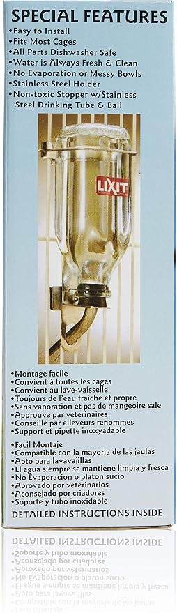 Lixit Pet Glass Water Bottle, 32-Ounce