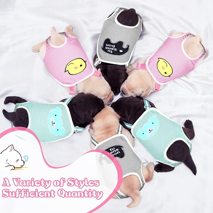 Nuanchu 3 Pcs Female Dog Diaper Sanitary Panties with Adjustable Suspender, Washable Reusable Doggie Diapers for Small Medium Large Dog in Heat Period Menstrual Pet Cats Ducks(Animal Pattern,L)