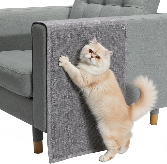 The Cat Ladies Cat Scratch Furniture Protector Mat - Couch Protector from Claws - Anti Scratch Furniture Protectors from Cats Scratching - Sisal Scratcher Pad - Couch Cover Carpet - Grey