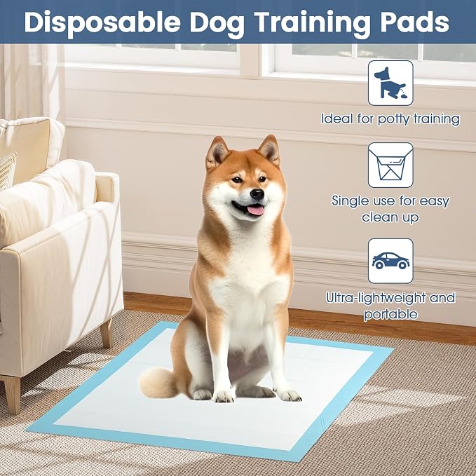 Giantex Dog Pee Pads 150 Count, 30" x 30" Training Pads for Medium to Large Dogs, Super Absorbent Leak-Proof Disposable Puppy Potty Pads for House Training, Indoor & Outdoor Use