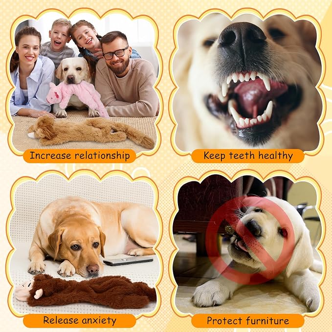 Sratte 10 Pcs Soft Dog Squeaky Toys No Stuffing Crinkle Dog Toy for Aggressive Chewers Durable Plush Teething Puppy Squeak Animals Chew for Small Medium Large Pets, 10 Styles (Cute Style)