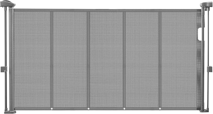 VEVOR Retractable Baby Gate, 34 inch Tall, Extends up to 55 inch Wide, Retractable Gate for Kids or Pets, Mesh Material, Easy to Install for Indoor Stairs, Doorways, Hallways, Playrooms, Gray