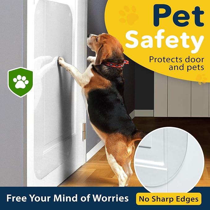 PROTECTO 2 Pack Heavy Duty Door Protector from Dog Scratching, 30 x 20” Clear Door Scratch Protector, Easy to Install on Window, Wall, Screen & Sliding Doors, Cat Scratch Guard for Indoors Outdoors