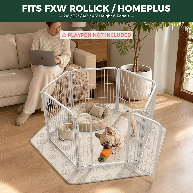 FXW Washable Pee Pads for Dogs, Puppy Pads with Super Absorbent, Specifically Designed for FXW Rollick/Homeplus 24inch 6 Panels Dog Playpen, 31" Hexagon, Khaki, 1 Pack