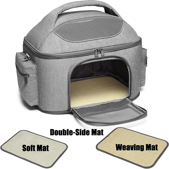Large Fat Cat Carrier Fit up to 20 Pounds, Small Puppy Pet Travel Carrier, Car Seat Secure and Collapsible Soft Side Carrier Airline Approved Under Seat