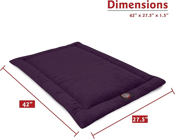 Majestic Pet Orthopedic Memory Foam Dog Crate Mat - Plush Pet Bed Pad for Crates & Kennels | USA Crafted | 42"x26" Villa Aubergine