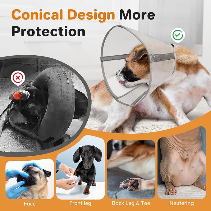 Breathable Mesh Dog Cone Collar for Surgery, Soft Elizabethan Recovery Alternative to Stop Licking,Pet Neck Collar for Large Medium Small Breeds, XXL