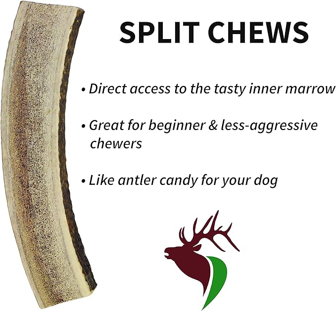 Elkhorn Premium Chews - Giant Split Single Pack (for 75+ lb Dogs) Premium Grade Elk Antler for Dogs (1 Piece) Sourced in the USA