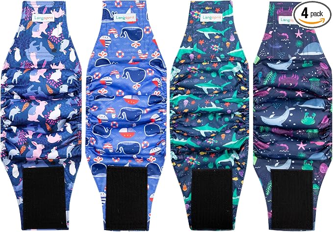 Male Dogs Diapers Belly Bands(4Pack), Washable Reusable Male Boy Doggy Wraps Panties for Doggie Puppy Pooping Potty Training Incontinence Marking Pañal para Perro X-Large