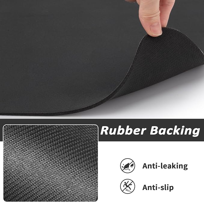 HotLive Dog Food Mat - Absorbent Cat Mat for Food and Water, No Stains Pet Feeding Bowl Mat, Easy to Clean Pet Placemats, Quick Dry Dog Water Dispenser Mat for Messy Drinkers | Paw Black 24"x 36"